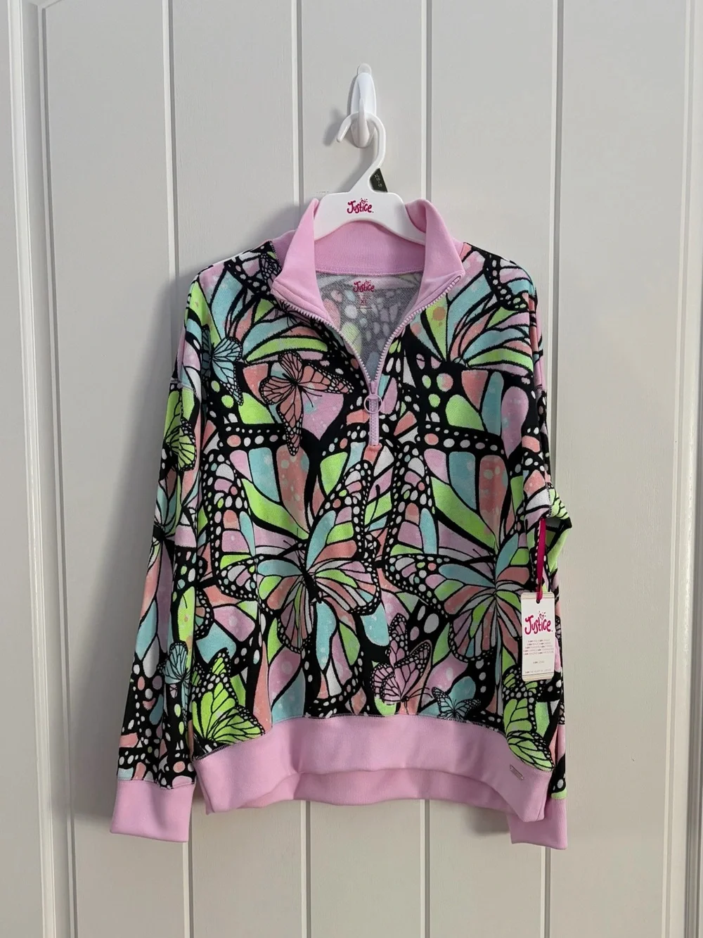 Justice Girls Pullover Butterfly Sweatshirt Shirt XL(16-18)New with tag